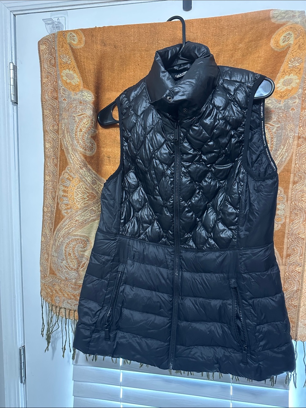 Calvin Klein Black Quilted Puffer Vest with High Collar